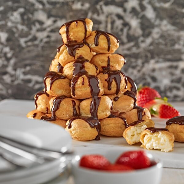 Cream Filled Profiteroles with Chocolate Sauce