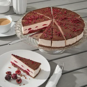 Gluten-Free Black Cherry & Belgian Chocolate Cheesecake
